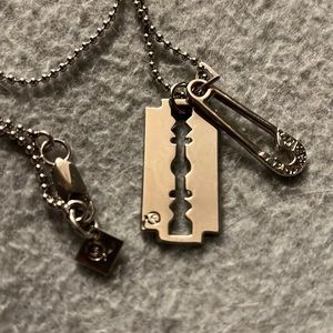 authentic alexander mcqueen razor and safety pin on a ball chain necklace